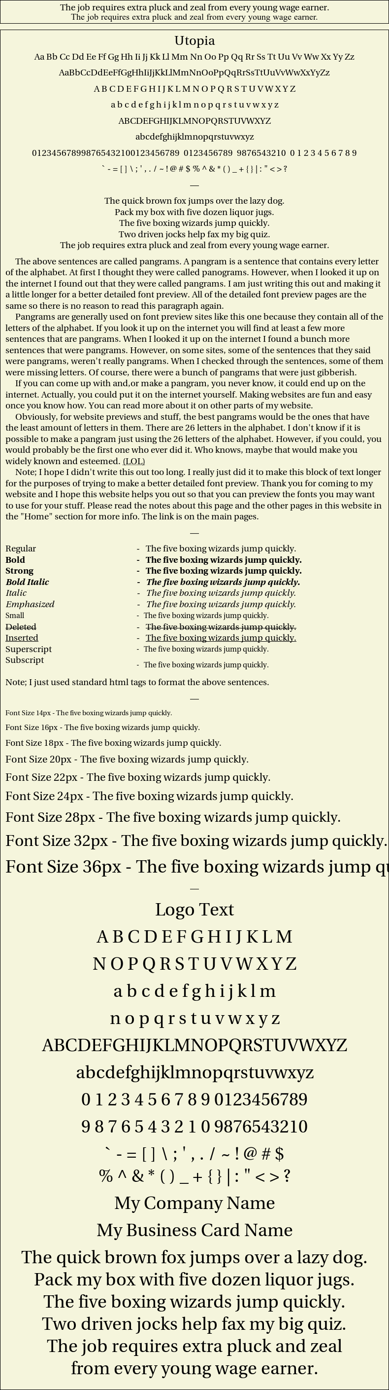 Detailed Picture Preview of The Font - Utopia