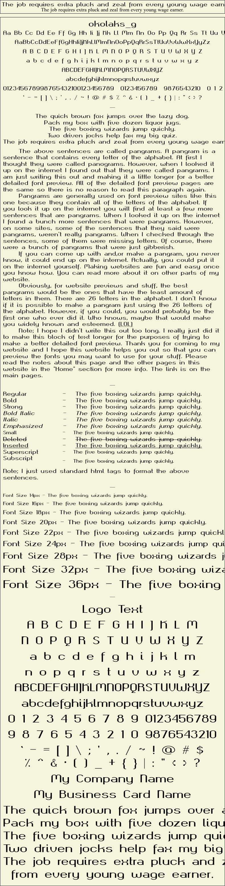 Detailed Picture Preview of The Font - okolaks_g