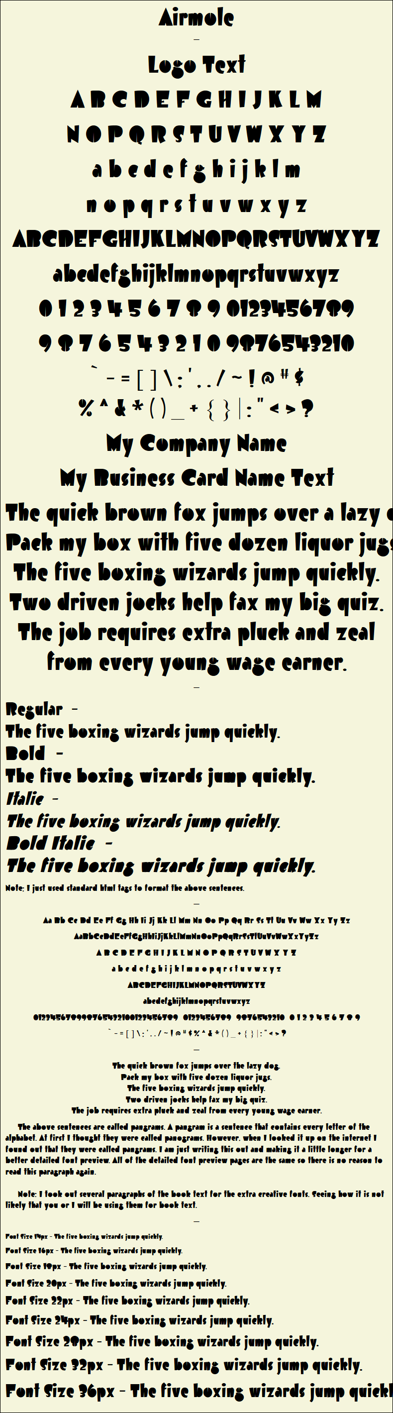 Detailed Picture Preview of The Font - Airmole