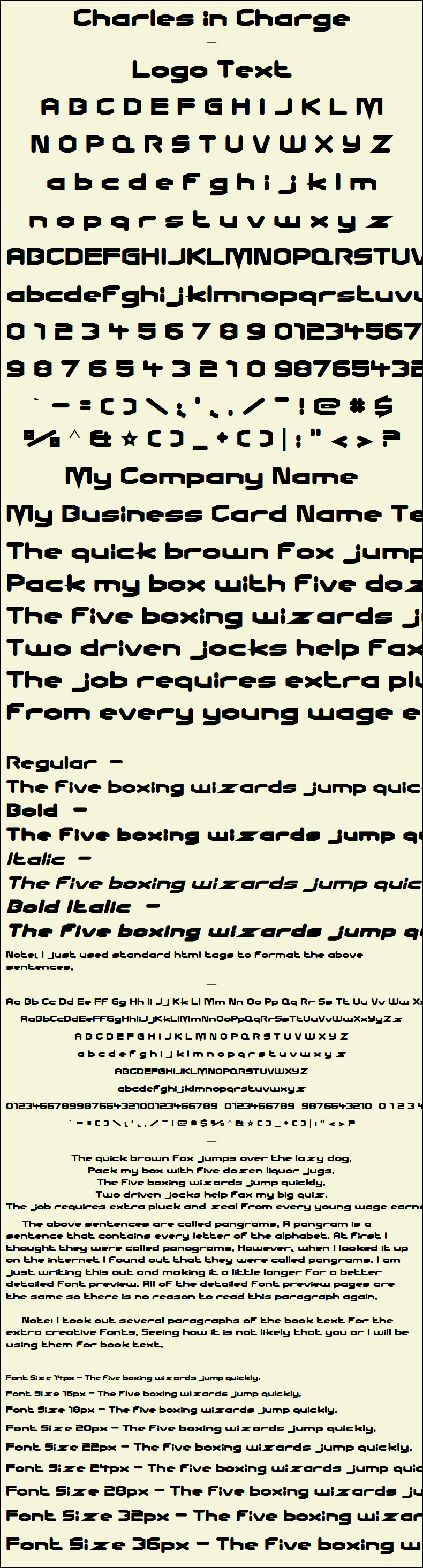 Detailed Picture Preview of The Font - Charles in Charge