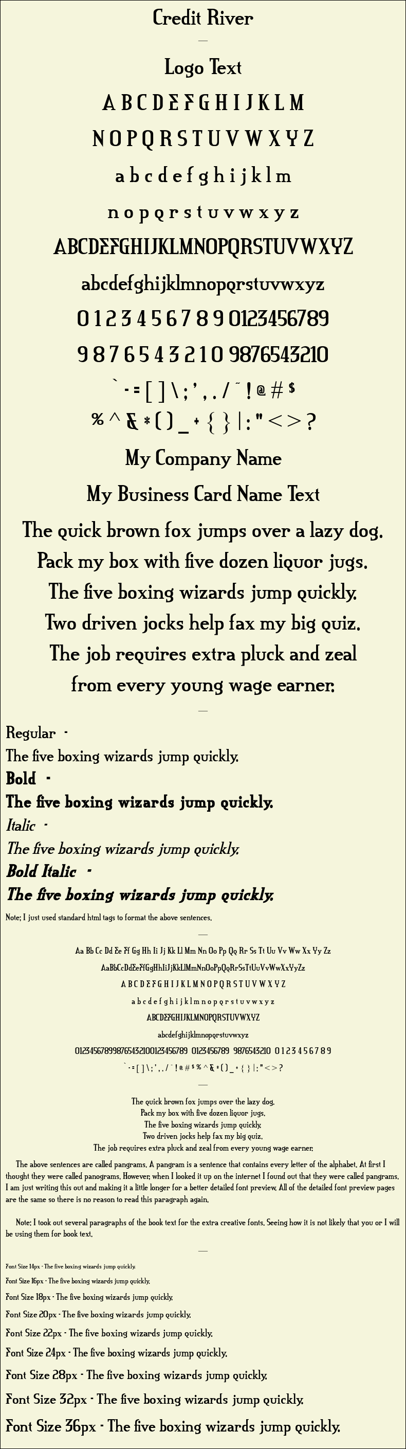 Detailed Picture Preview of The Font - Credit River