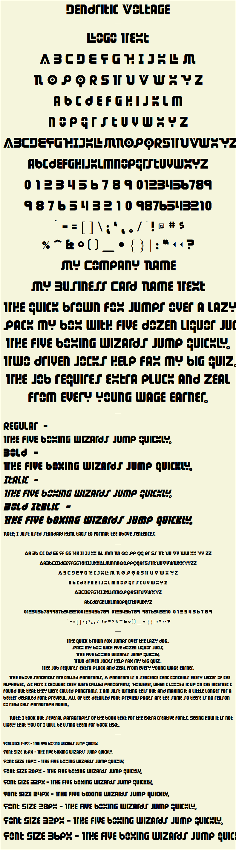 Detailed Picture Preview of The Font - Dendritic Voltage