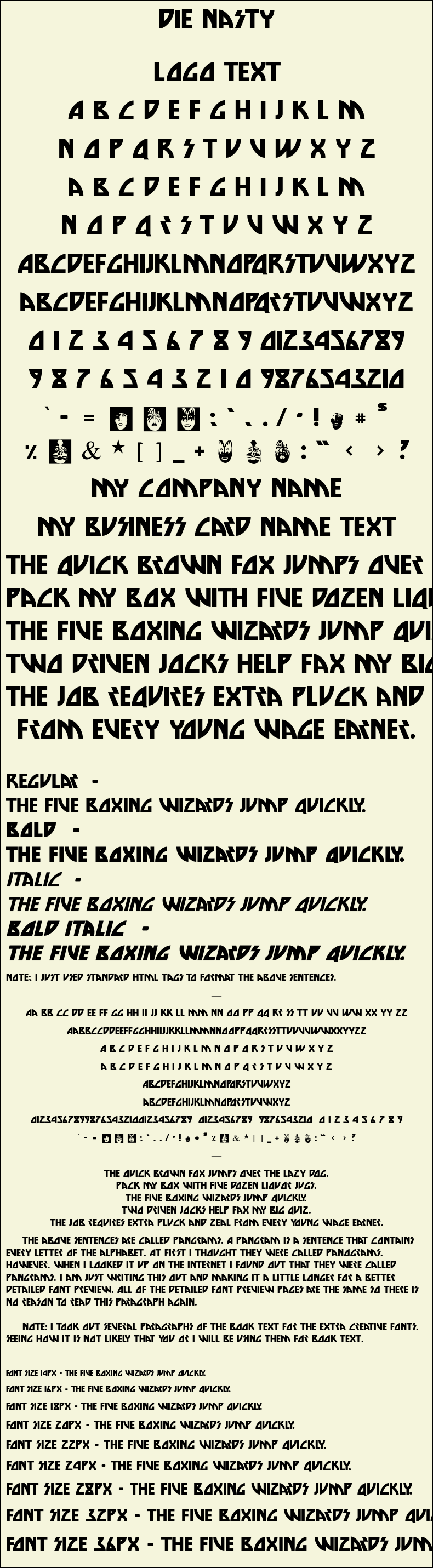 Detailed Picture Preview of The Font - Die Nasty