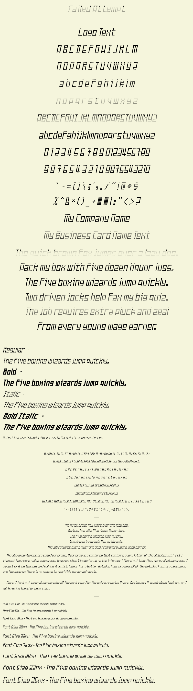 Detailed Picture Preview of The Font - Failed Attempt