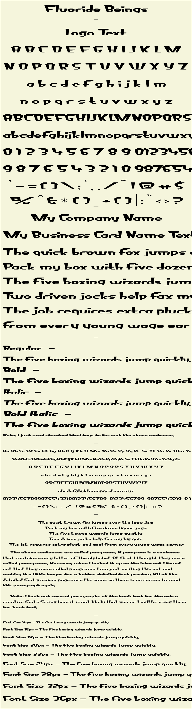 Detailed Picture Preview of The Font - Fluoride Beings