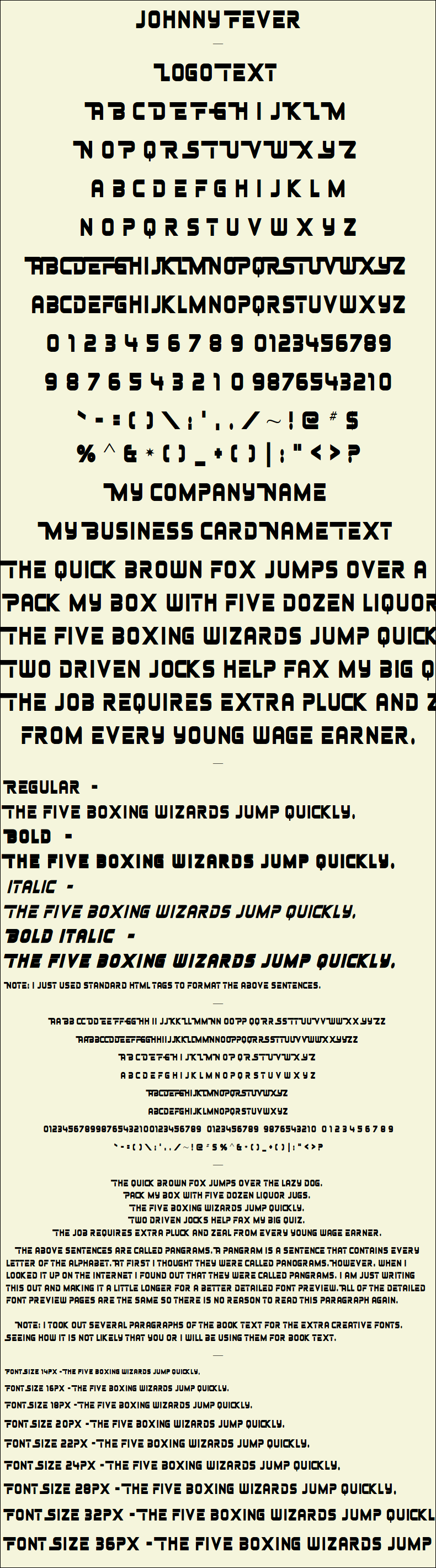 Detailed Picture Preview of The Font - Johnny Fever