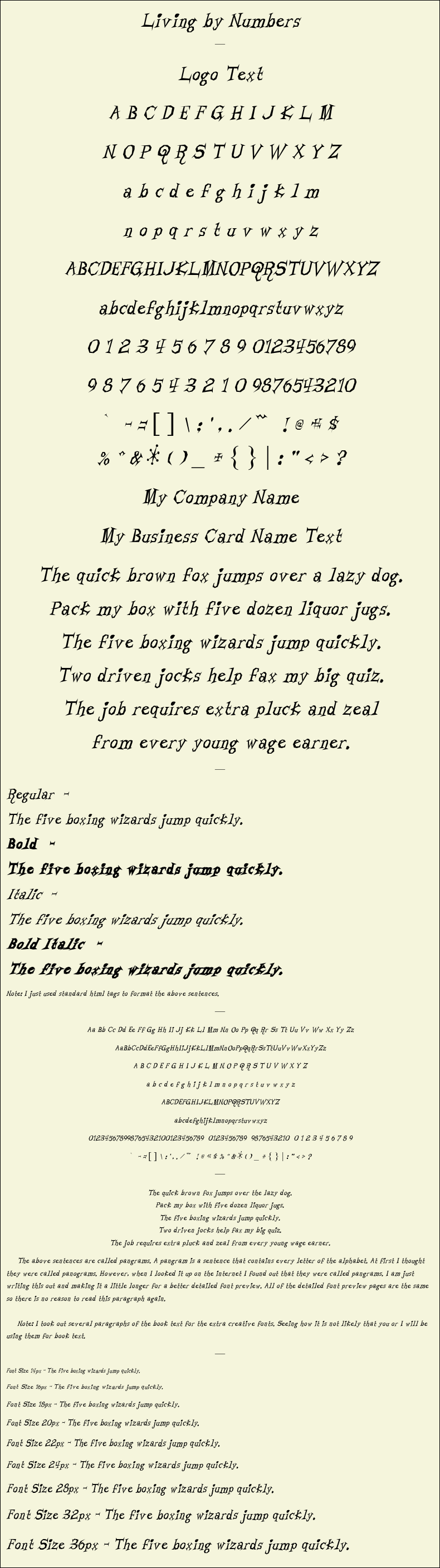 Detailed Picture Preview of The Font - Living by Numbers