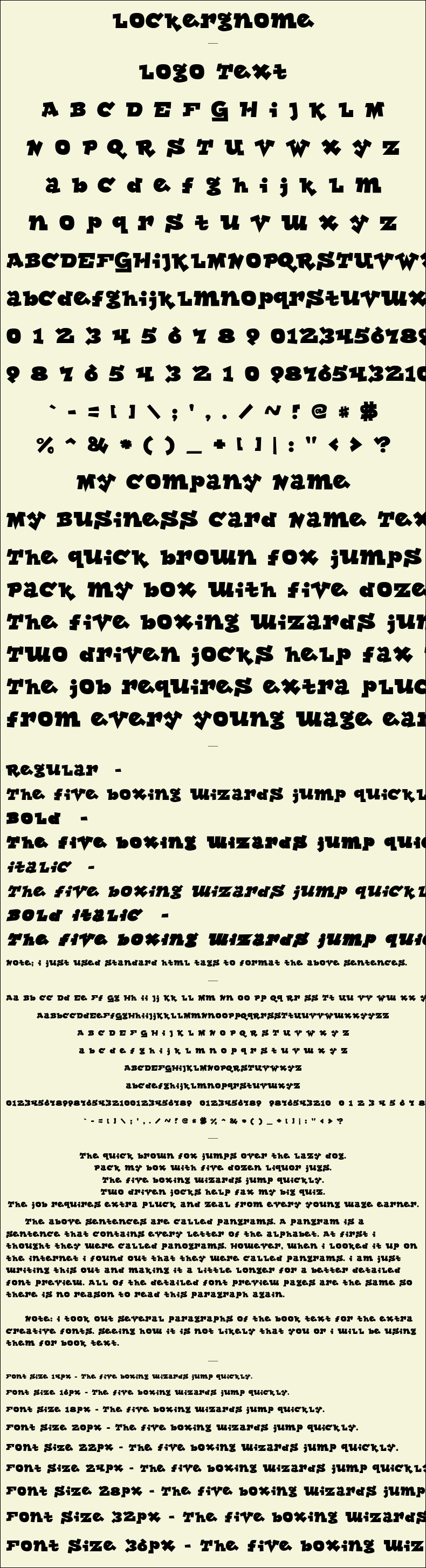 Detailed Picture Preview of The Font - Lockergnome