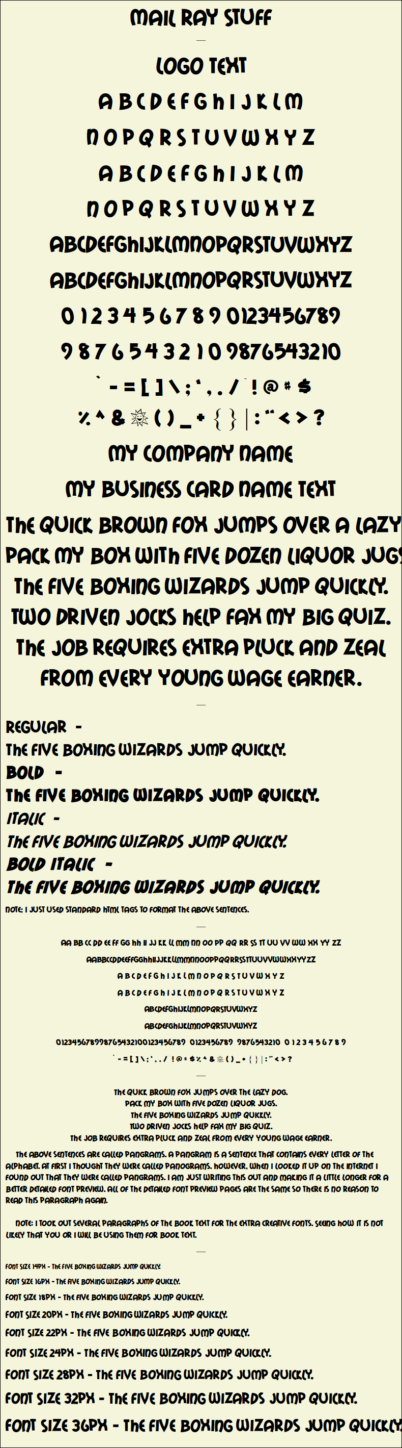 Detailed Picture Preview of The Font - Mail Ray Stuff