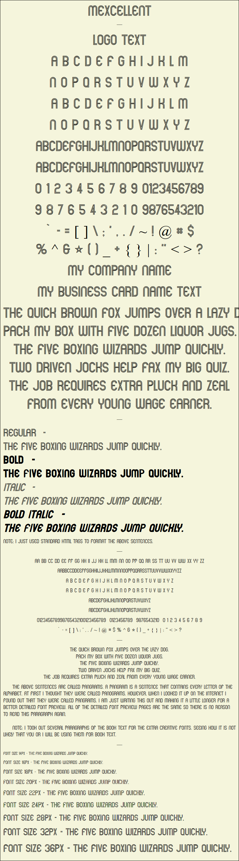 Detailed Picture Preview of The Font - Mexcellent