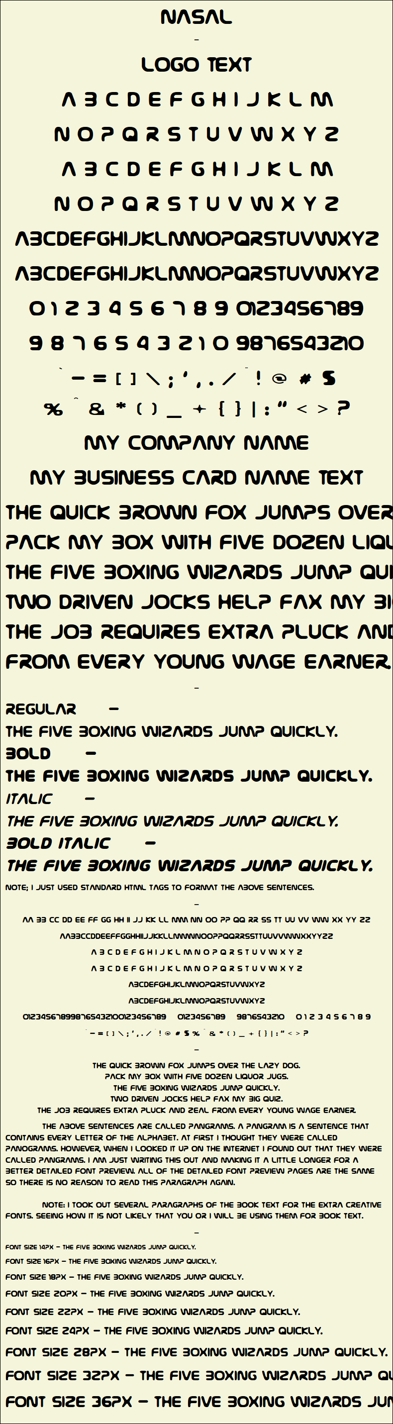 Detailed Picture Preview of The Font - Nasal