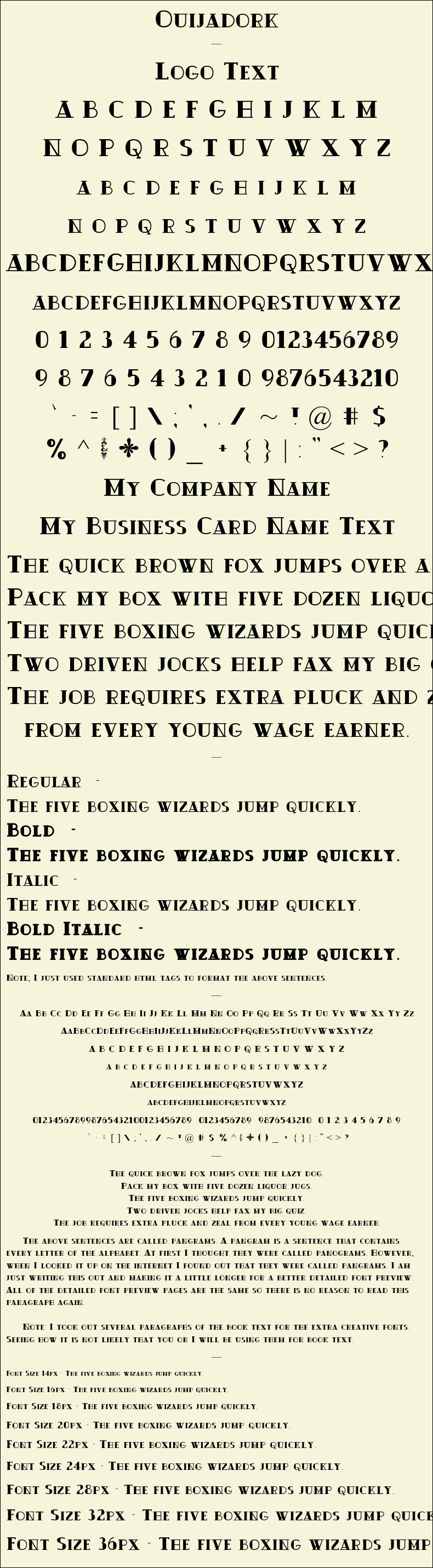 Detailed Picture Preview of The Font - Ouijadork