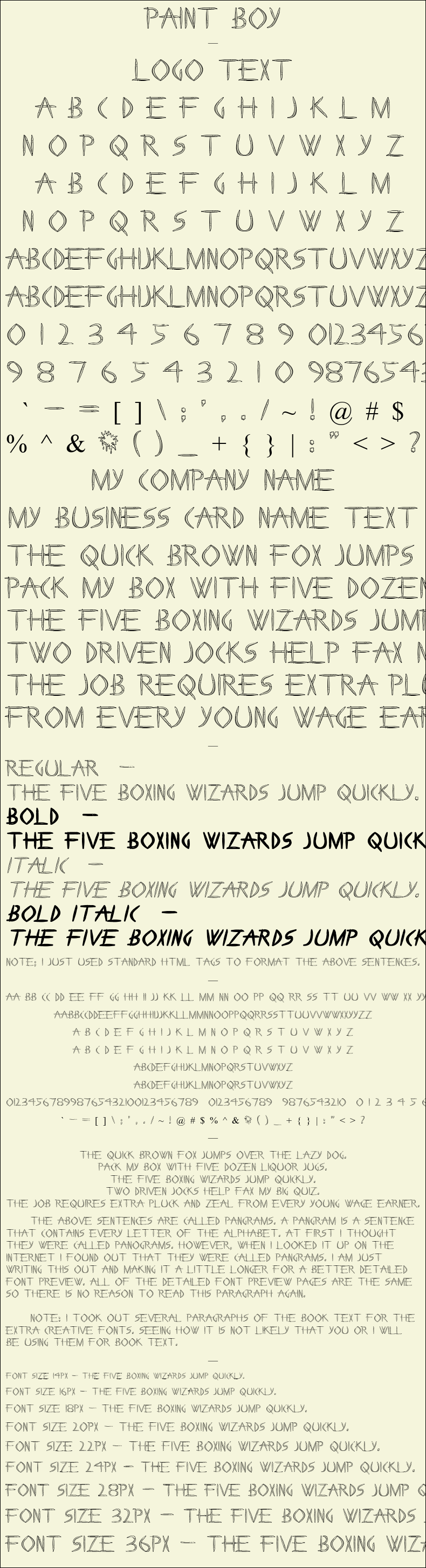 Detailed Picture Preview of The Font - Paint Boy