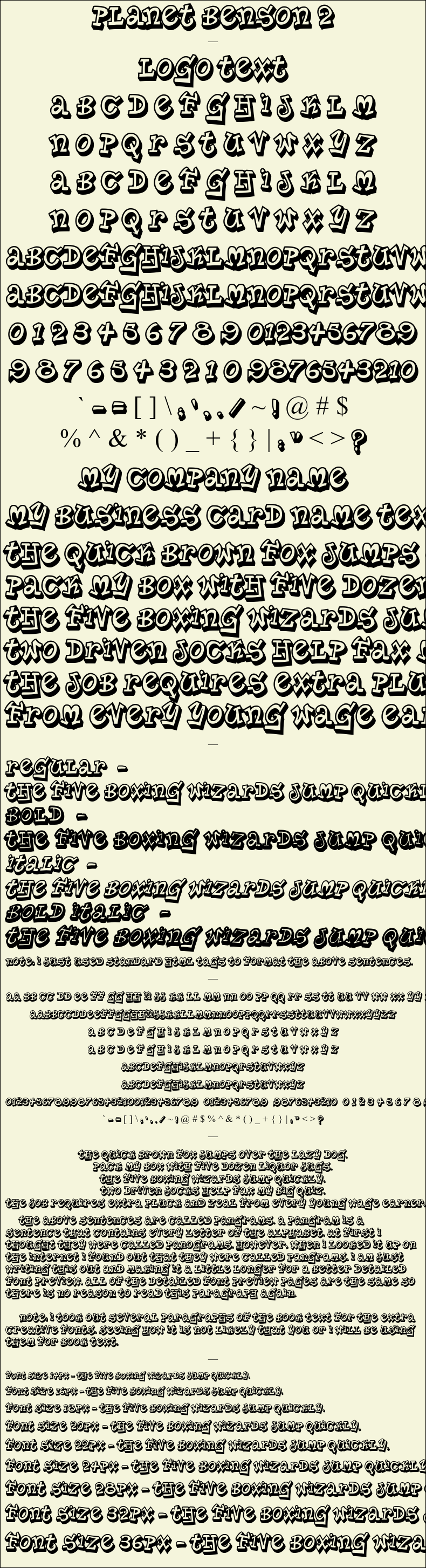 Detailed Picture Preview of The Font - Planet Benson 2