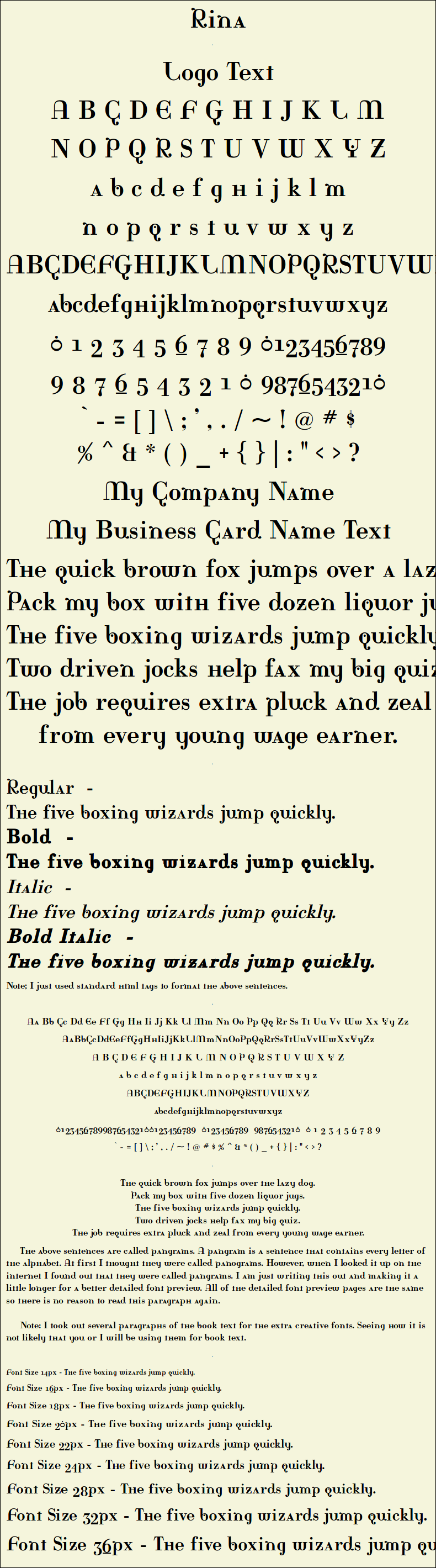 Detailed Picture Preview of The Font - Rina