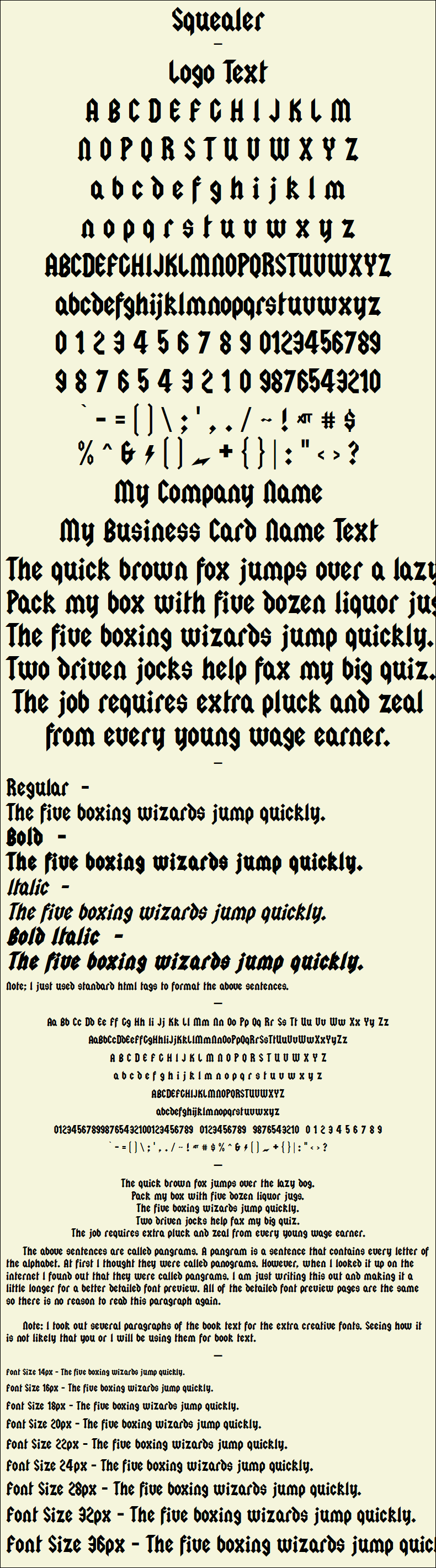 Detailed Picture Preview of The Font - Squealer