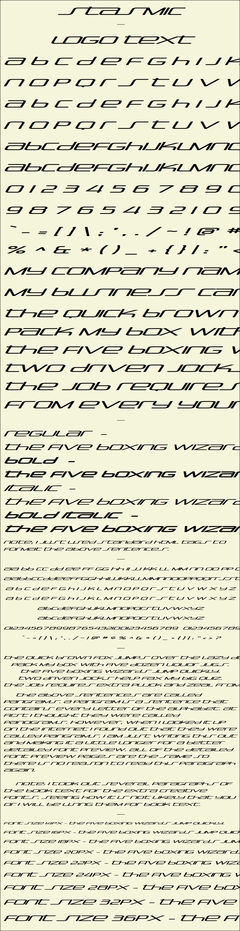 Detailed Picture Preview of The Font - Stasmic