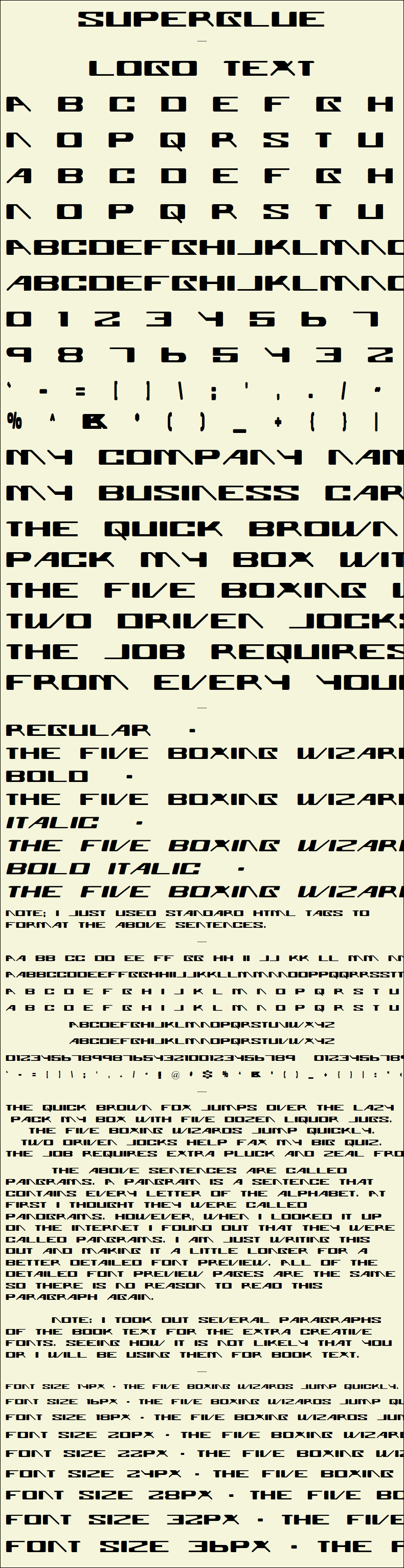 Detailed Picture Preview of The Font - Superglue