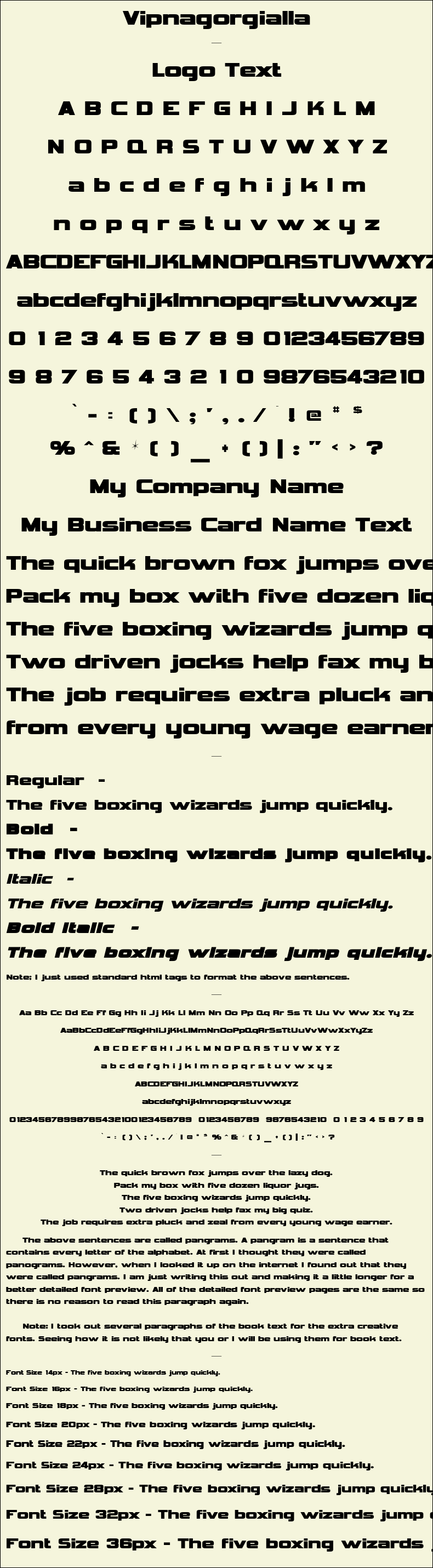 Detailed Picture Preview of The Font - Vipnagorgialla