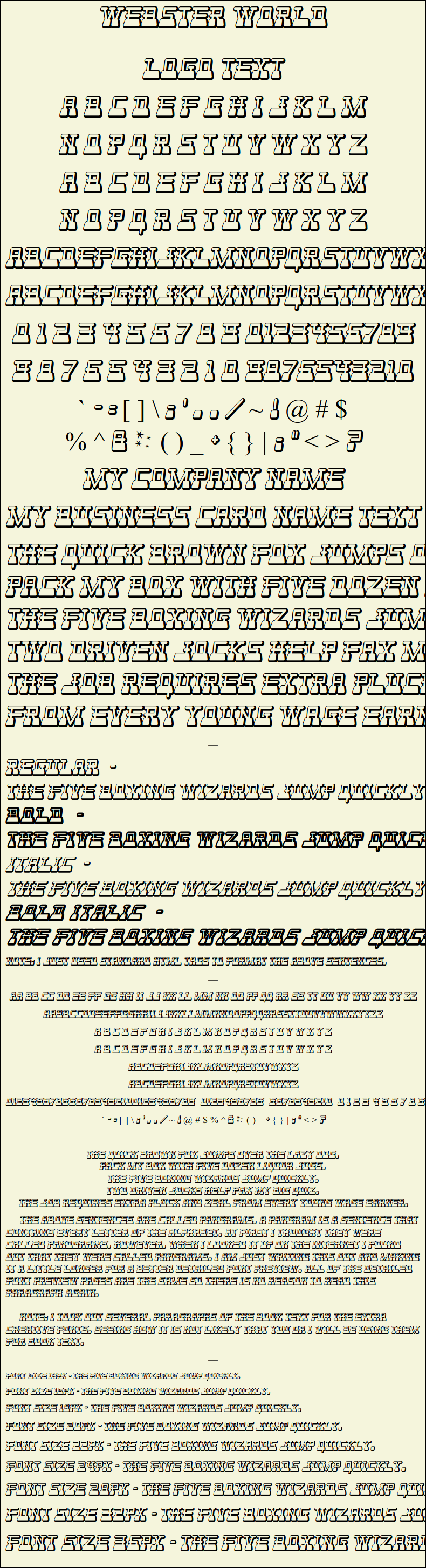 Detailed Picture Preview of The Font - Webster World
