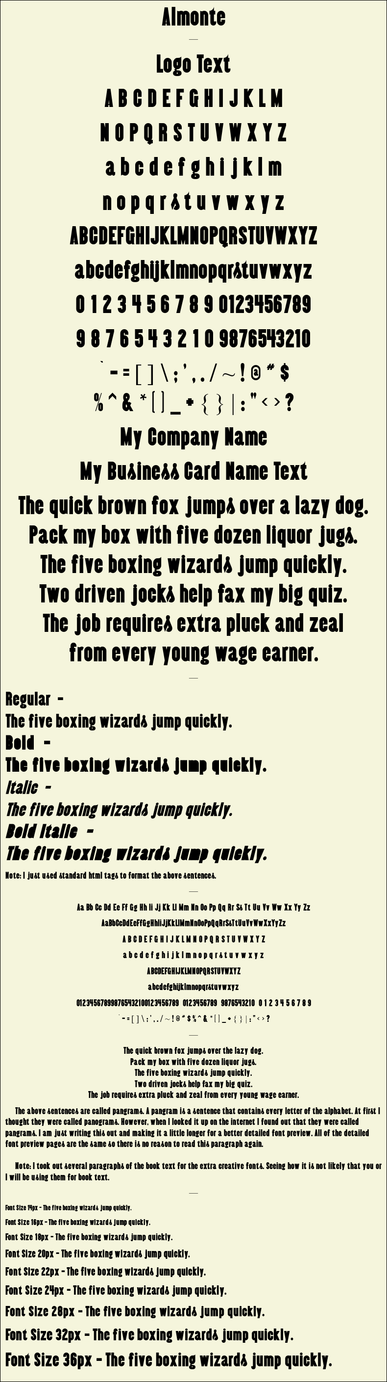 Detailed Picture Preview of The Font - Almonte