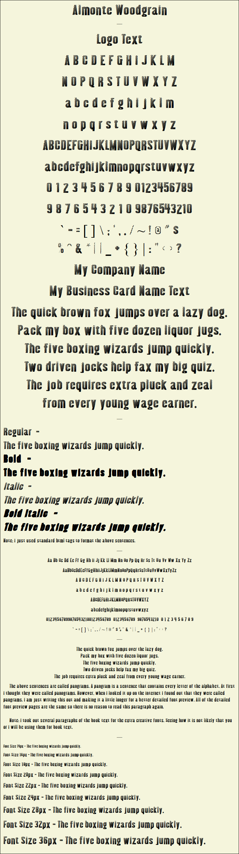 Detailed Picture Preview of The Font - Almonte Woodgrain
