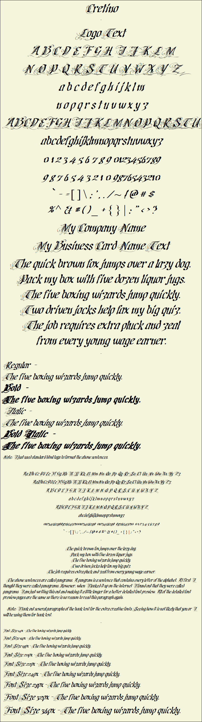 Detailed Picture Preview of The Font - Cretino