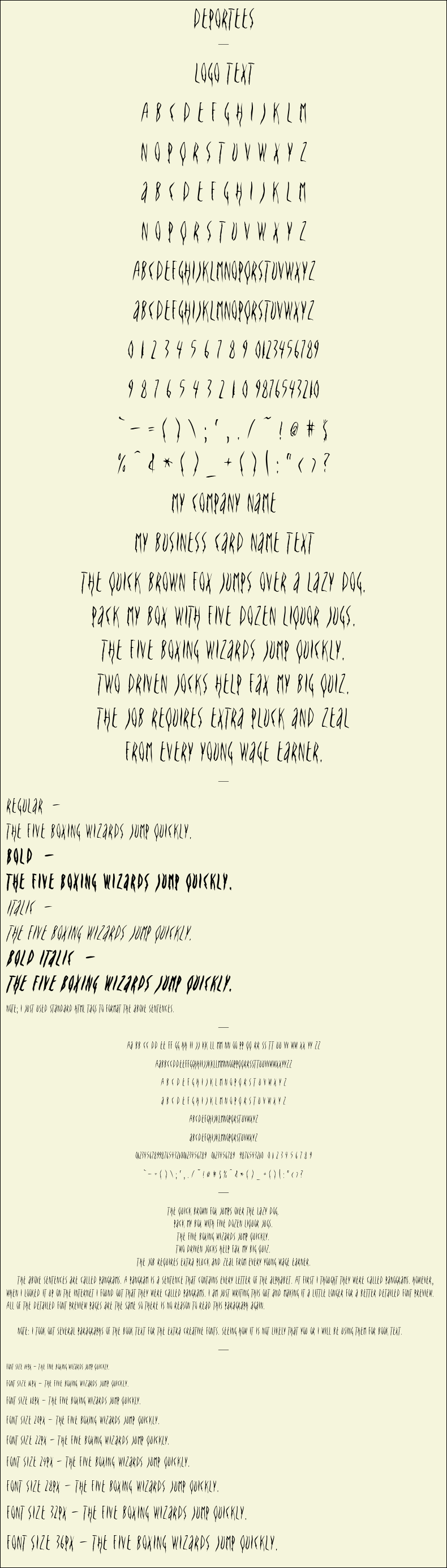 Detailed Picture Preview of The Font - Deportees