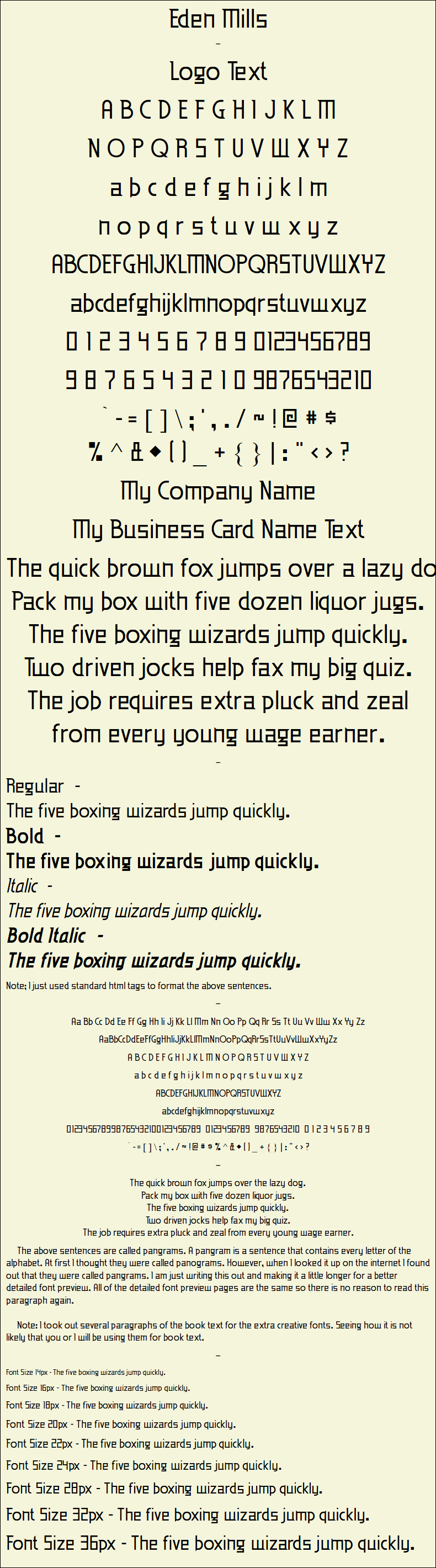 Detailed Picture Preview of The Font - Eden Mills