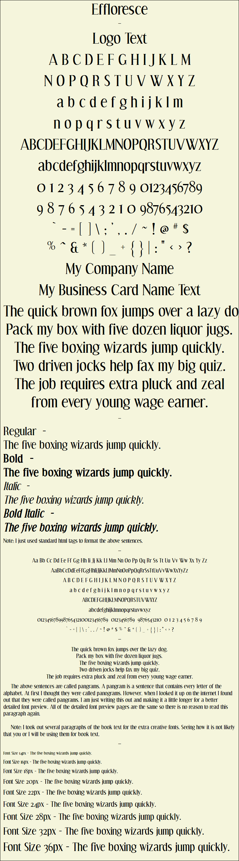 Detailed Picture Preview of The Font - Effloresce