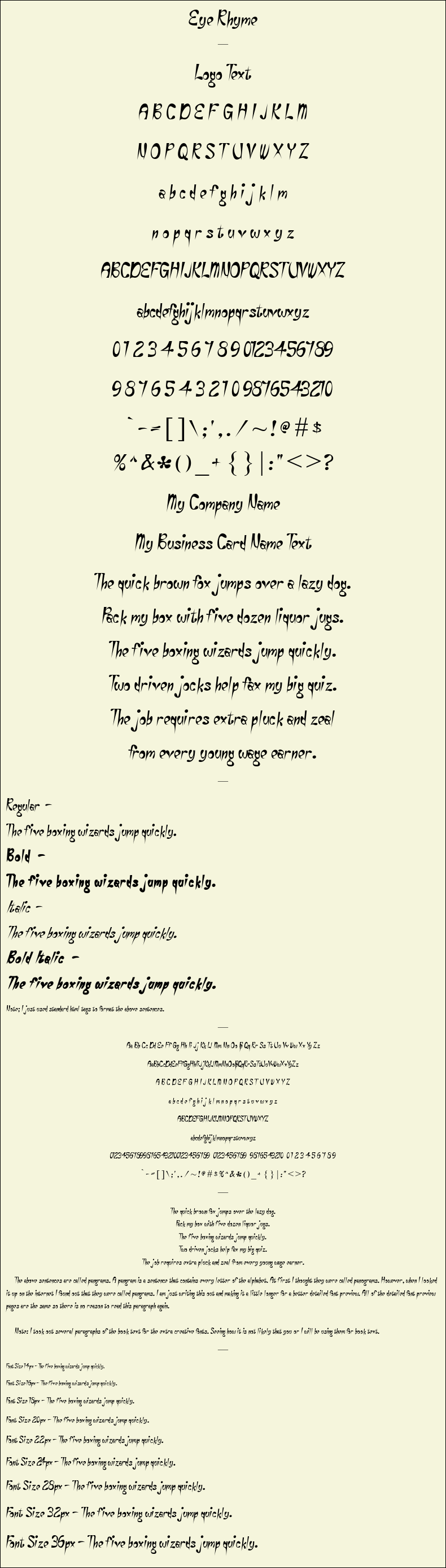 Detailed Picture Preview of The Font - Eye Rhyme