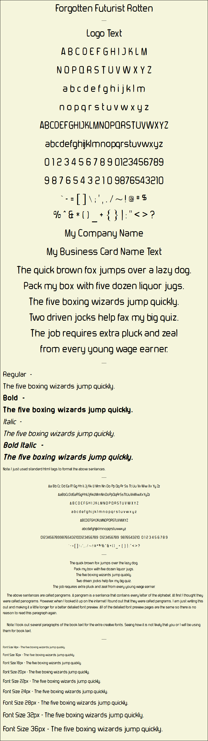 Detailed Picture Preview of The Font - Forgotten Futurist Rotten