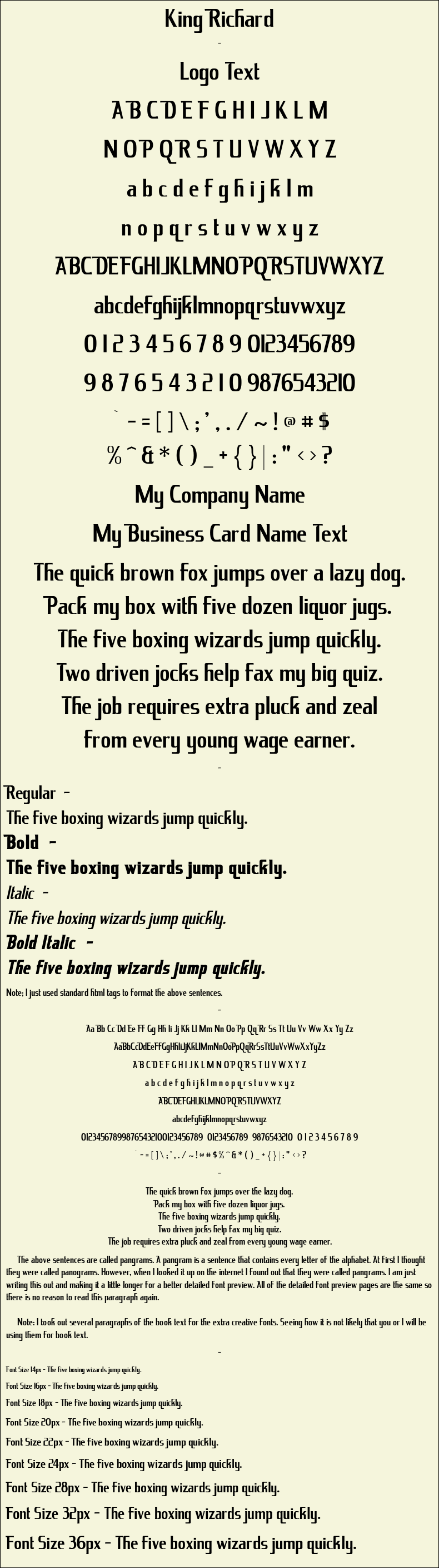 Detailed Picture Preview of The Font - King Richard