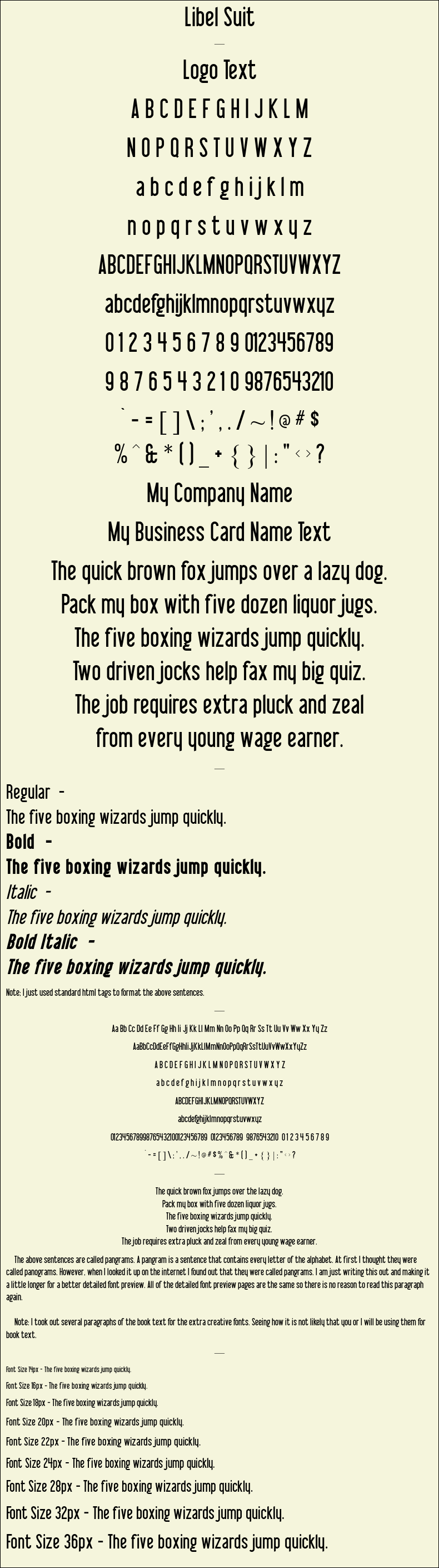Detailed Picture Preview of The Font - Libel Suit