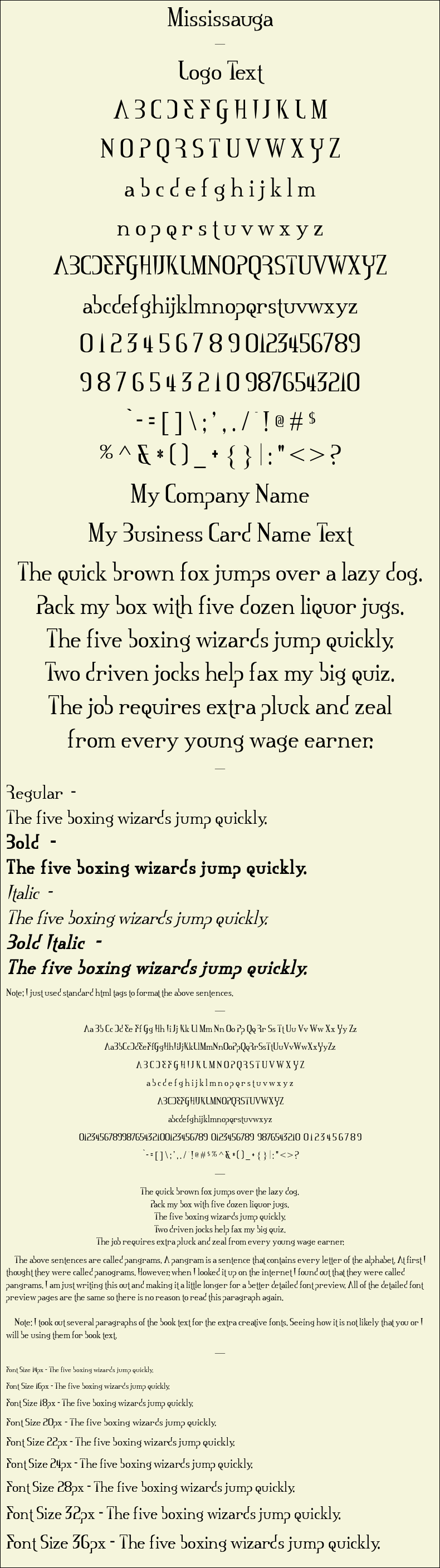 Detailed Picture Preview of The Font - Mississauga
