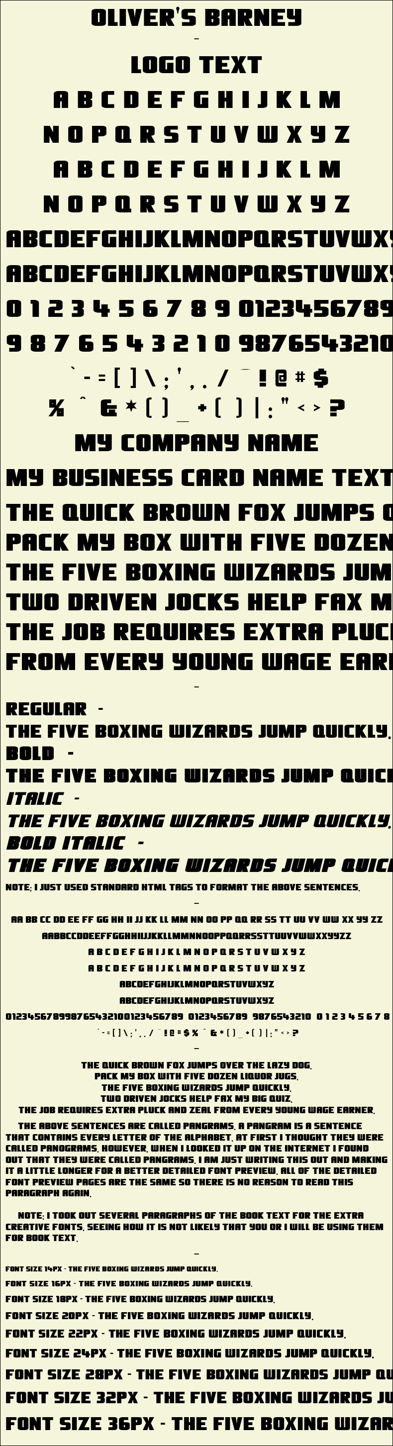 Detailed Picture Preview of The Font - Oliver's Barney