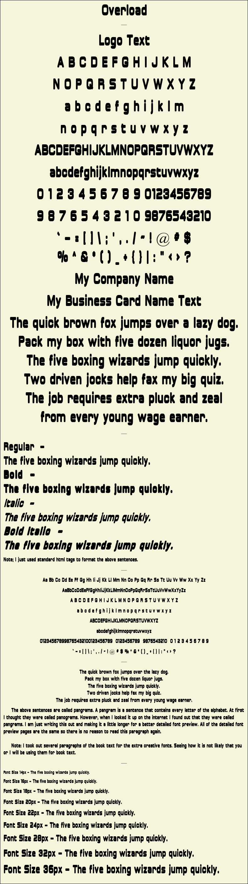 Detailed Picture Preview of The Font - Overload