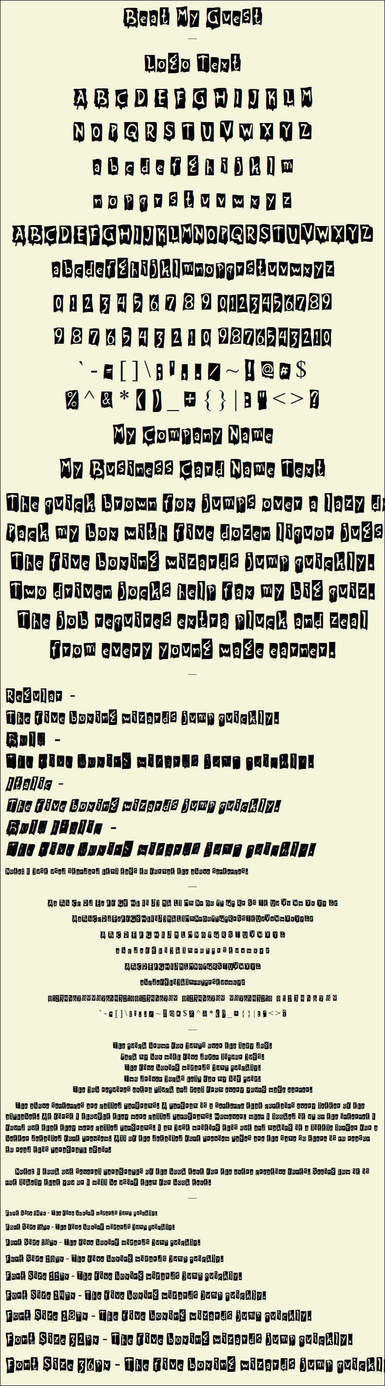 Detailed Picture Preview of The Font - Beat My Guest