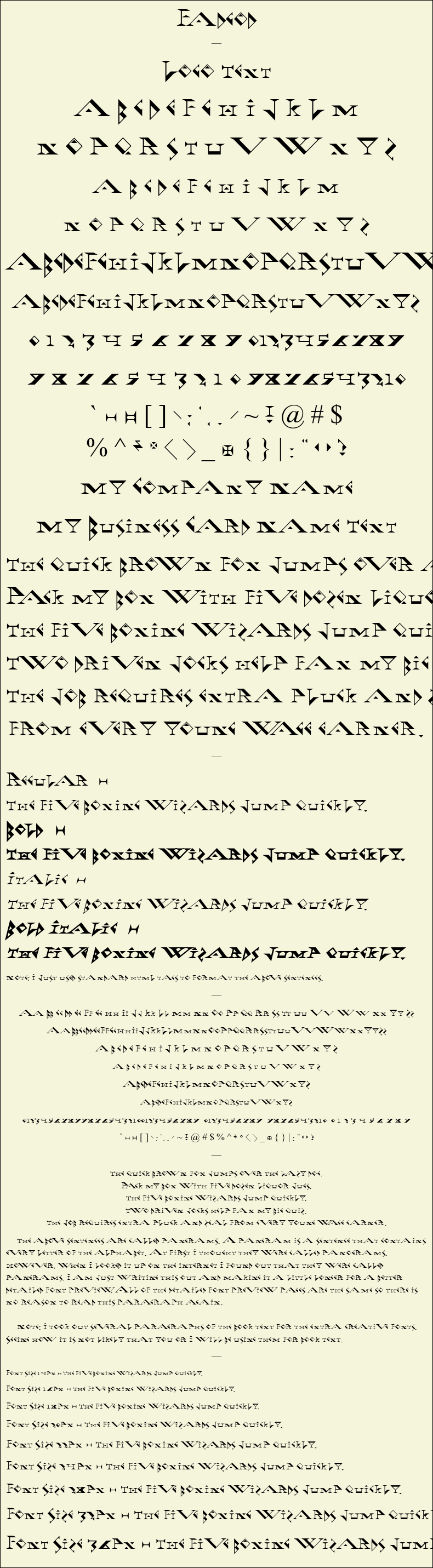 Detailed Picture Preview of The Font - Fadgod