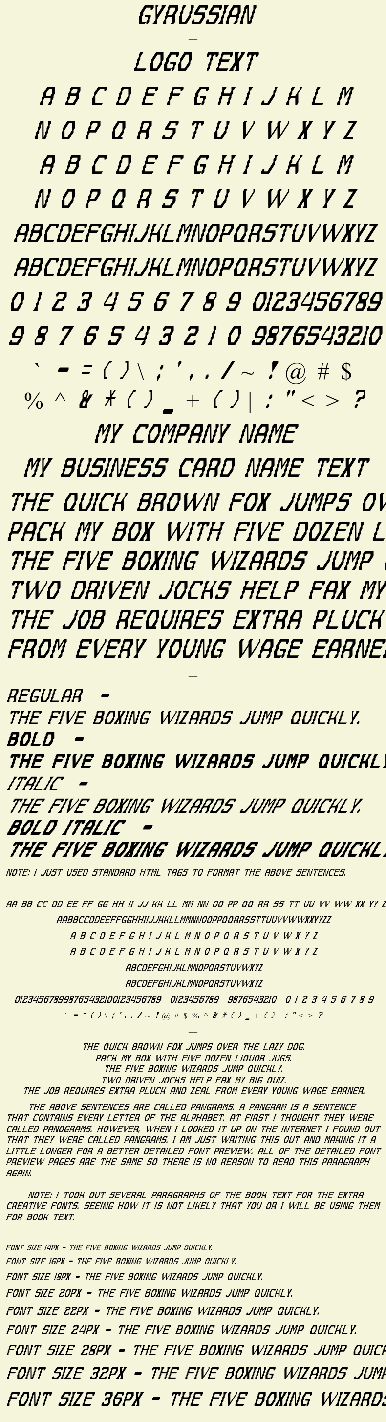 Detailed Picture Preview of The Font - Gyrussian