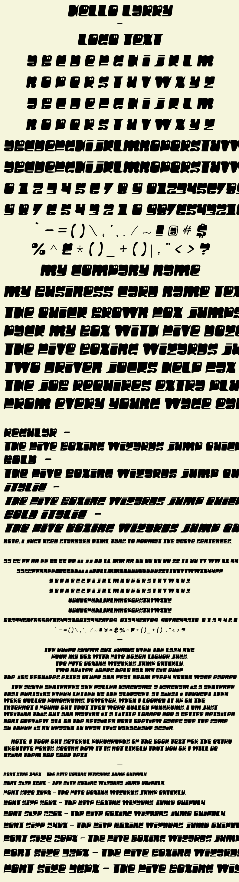 Detailed Picture Preview of The Font - Hello Larry