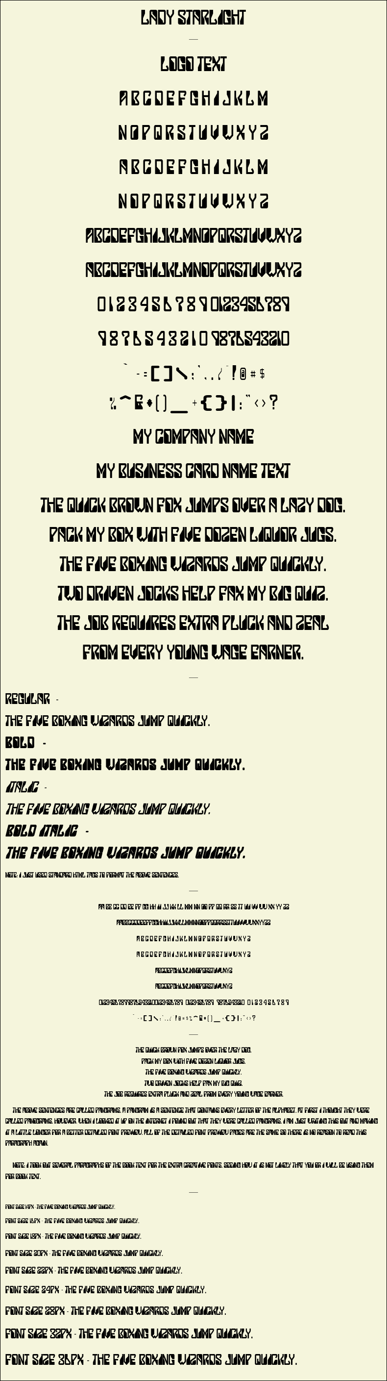 Detailed Picture Preview of The Font - Lady Starlight