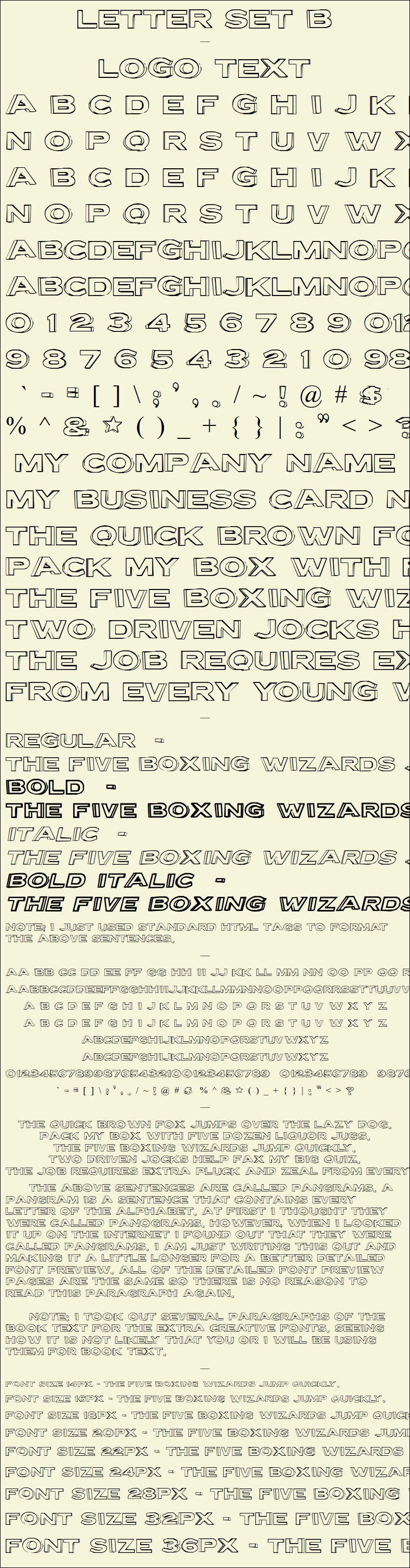 Detailed Picture Preview of The Font - Letter Set B