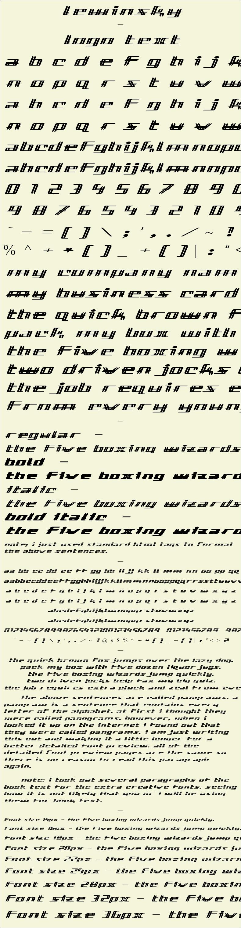 Detailed Picture Preview of The Font - Lewinsky