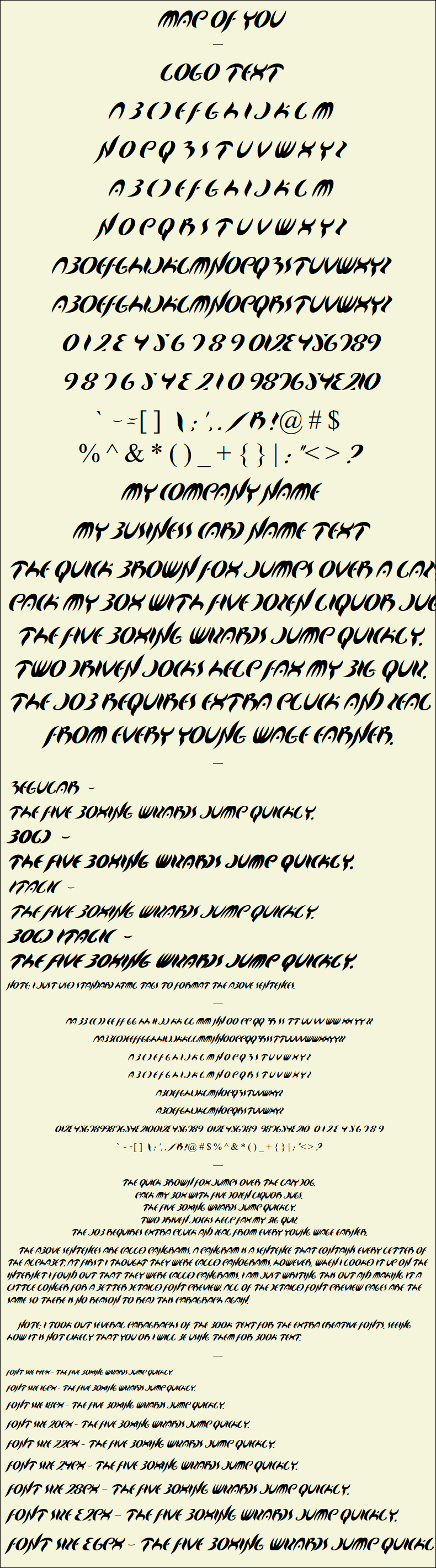 Detailed Picture Preview of The Font - Map Of You
