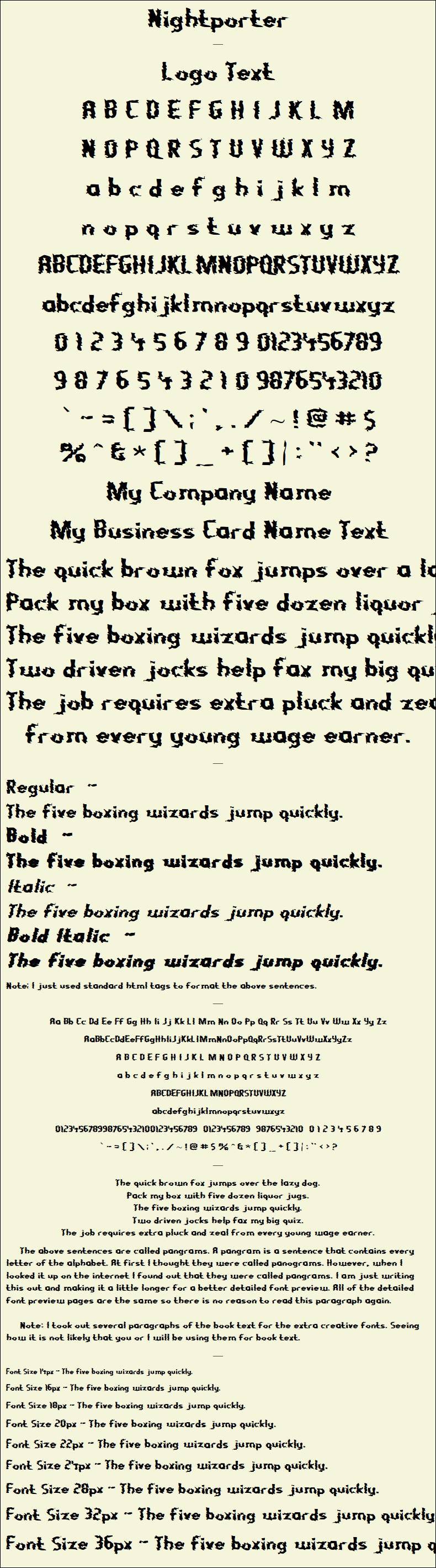 Detailed Picture Preview of The Font - Nightporter