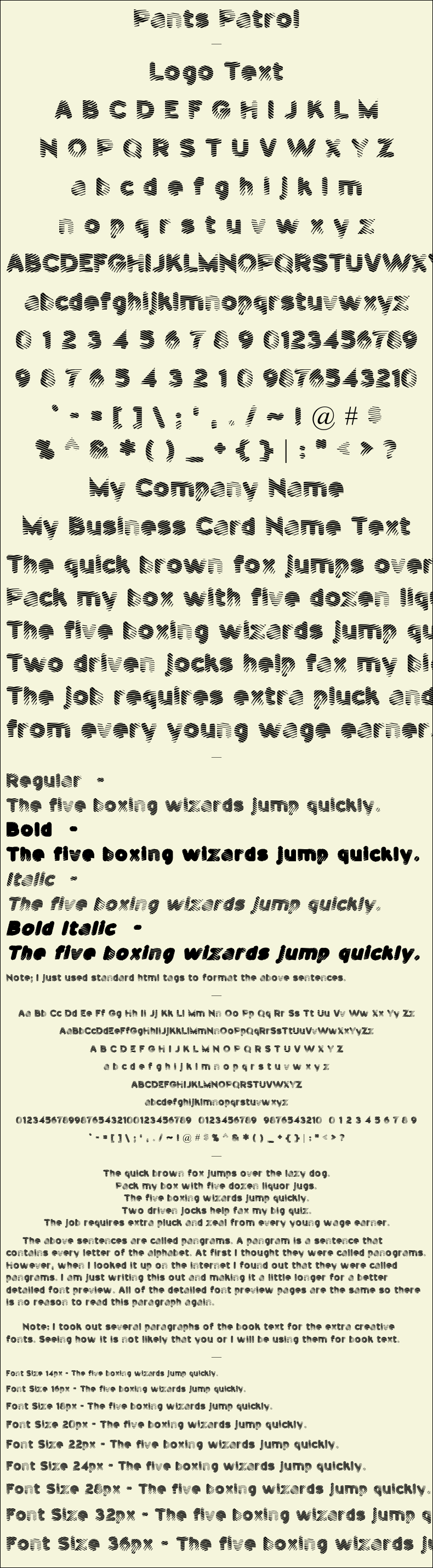 Detailed Picture Preview of The Font - Pants Patrol