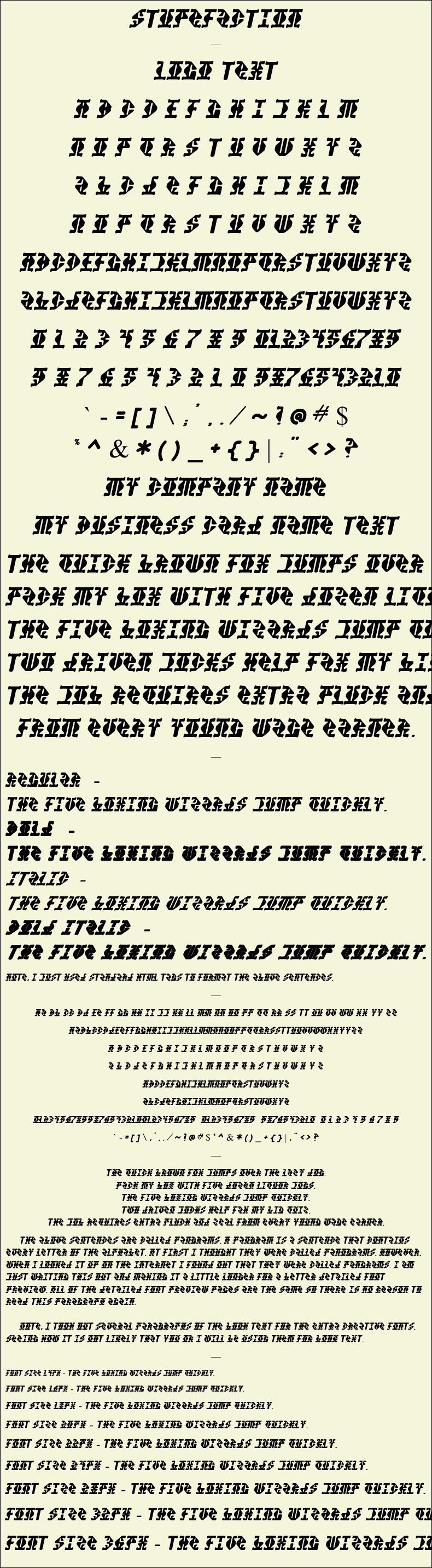 Detailed Picture Preview of The Font - Stupefaction