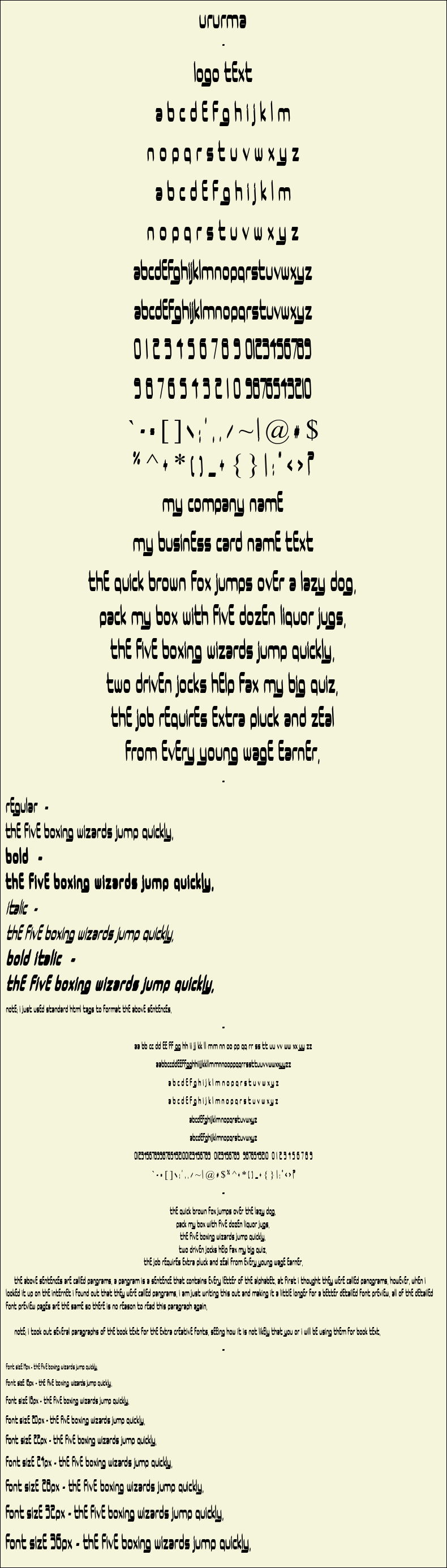 Detailed Picture Preview of The Font - UrUrMa