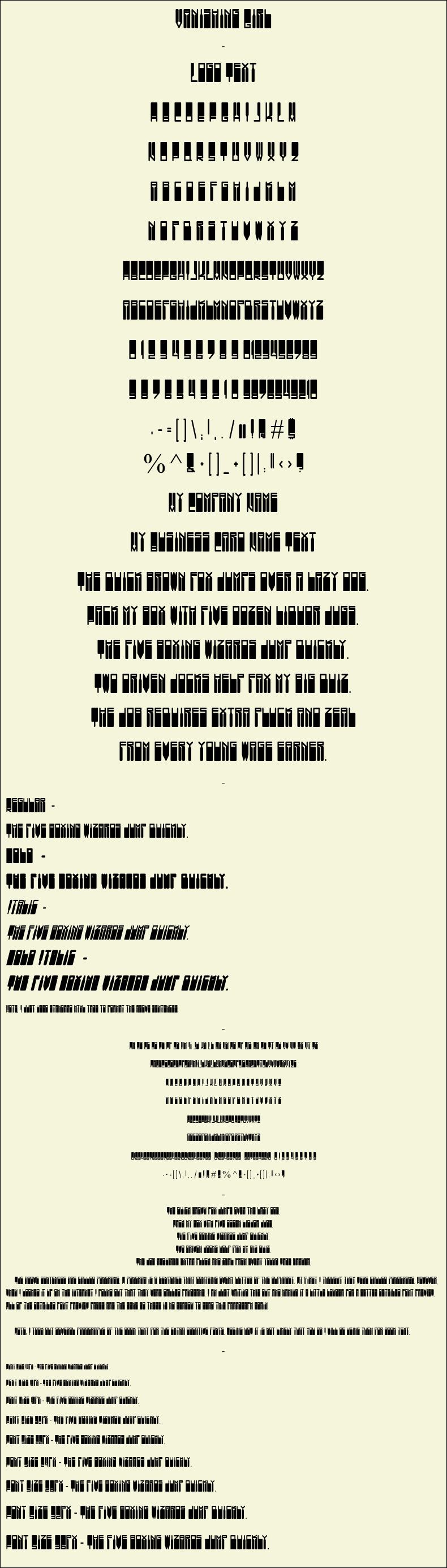 Detailed Picture Preview of The Font - Vanishing Girl